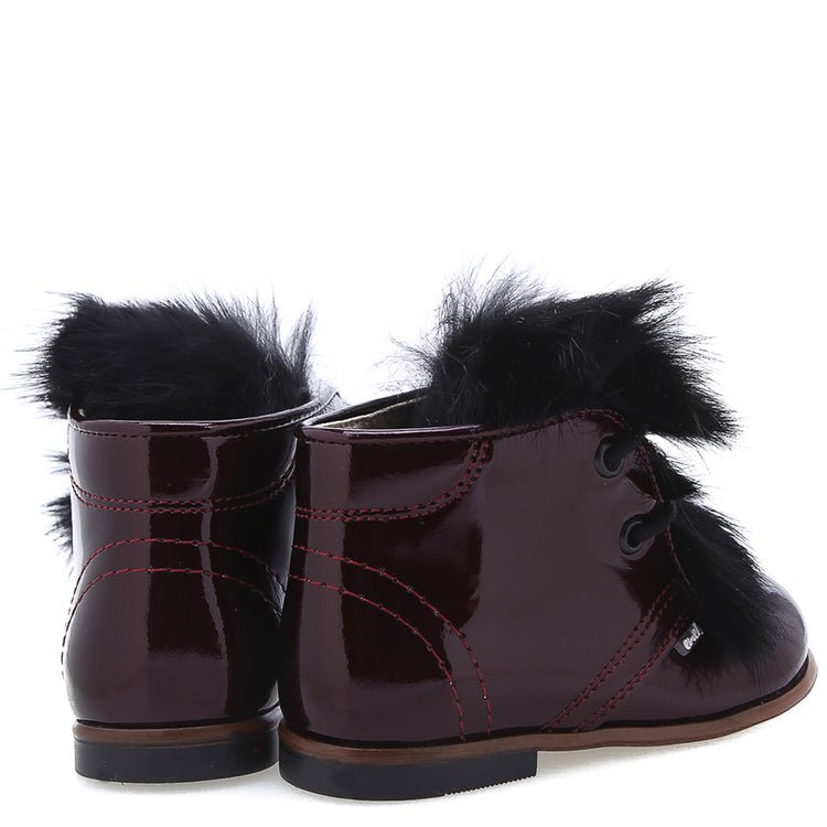 Emel Burgundy Fur Lace Baby Bootie