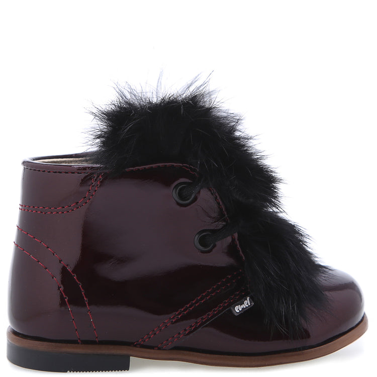 Emel Burgundy Fur Lace Baby Bootie