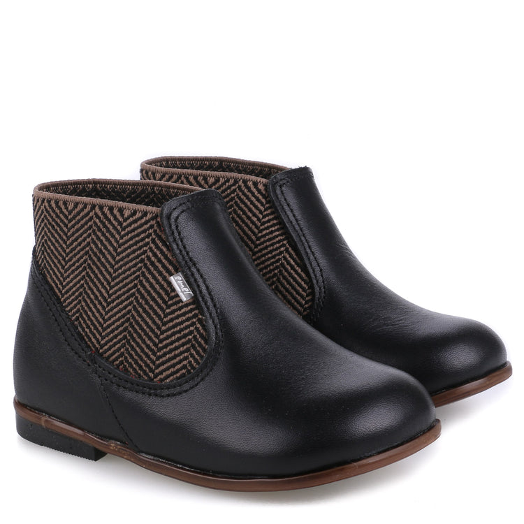 Emel Black & Brown Herringbone Baby Bootie 2593