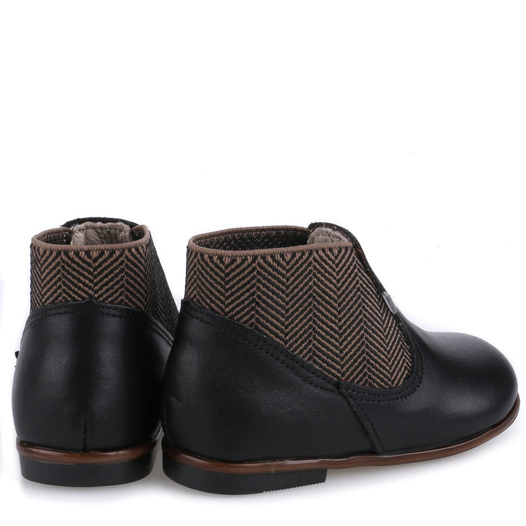 Emel Black & Brown Herringbone Baby Bootie 2593