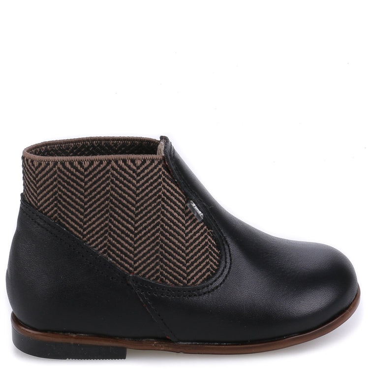 Emel Black & Brown Herringbone Baby Bootie 2593