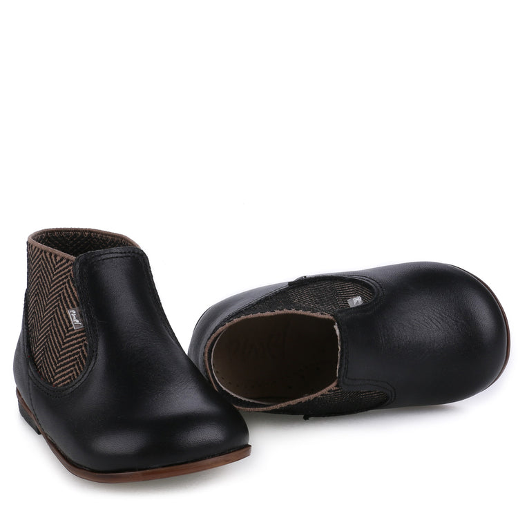 Emel Black & Brown Herringbone Baby Bootie 2593