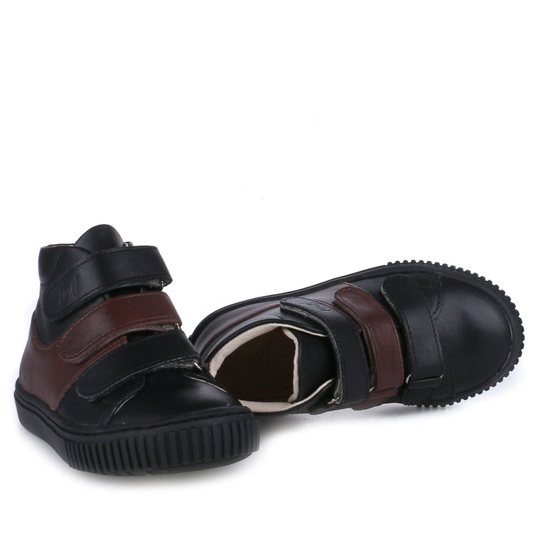 Emel Black Brown Three Strap High Top Sneaker 2699