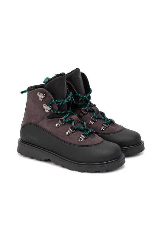 Hugo Boss Black Grey Green Lace Up Boot J29267