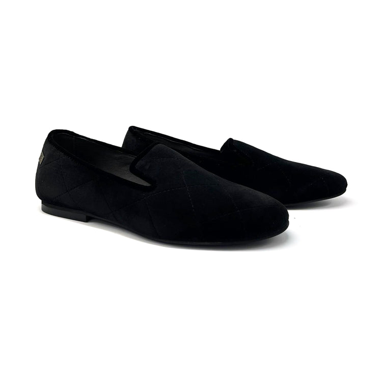 Maria Catalan Black Velvet Quilted SLIP  ON