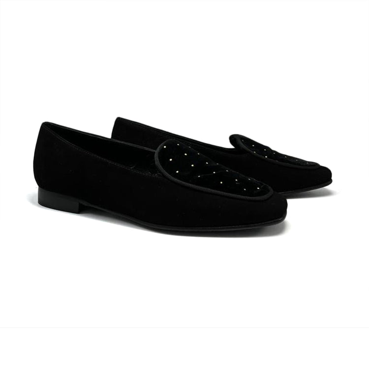 Ruth Secret Black Velvet Stud Slip On 3704