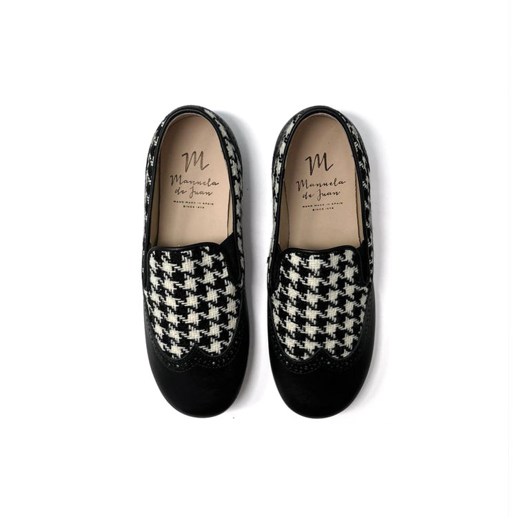 Manuela De Juan Black White Houndstooth Smoking Shoe S3028