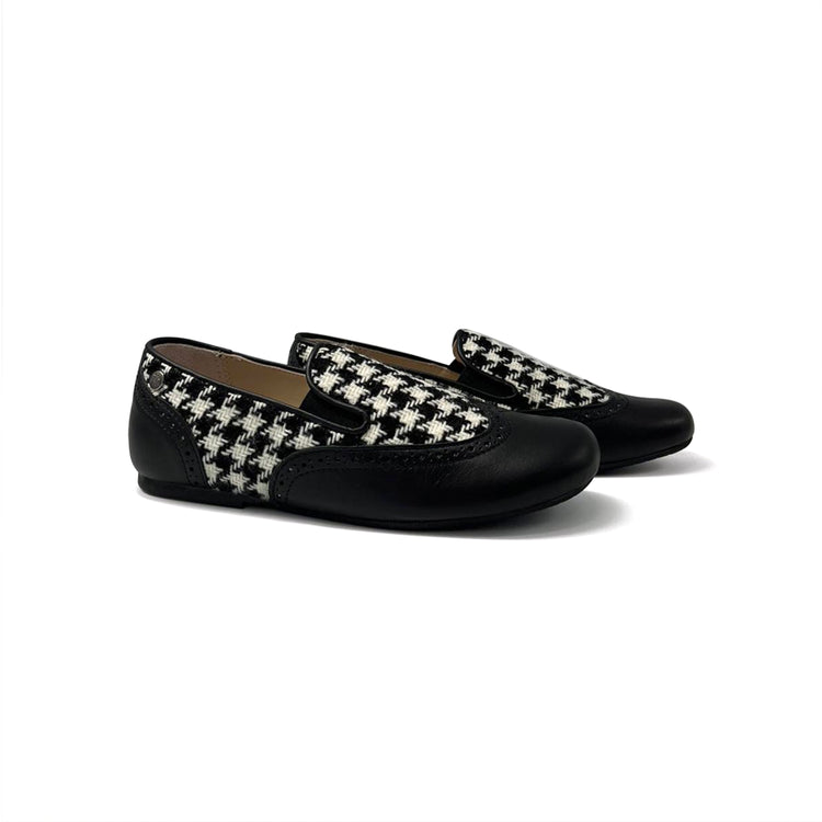 Manuela De Juan Black White Houndstooth Smoking Shoe S3028