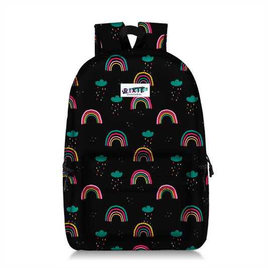 RIXIE Rainbow Black 17" Knapsack