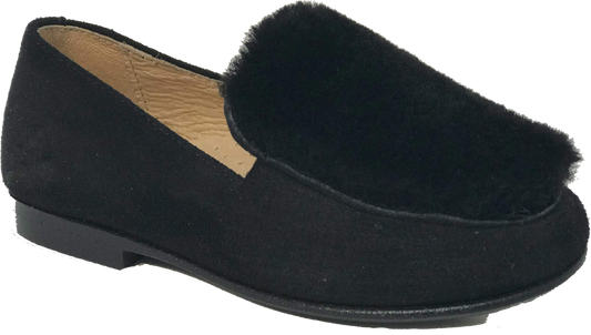 Hoo Black Fur Slip on 2284