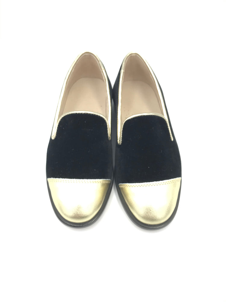 Hoo Black Velvet Gold Loafer 3052