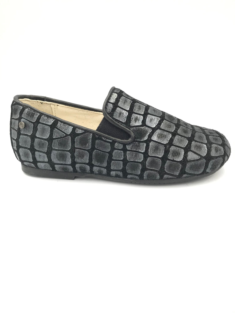 Manuela De Juan Black Crocodile Loafer S2488