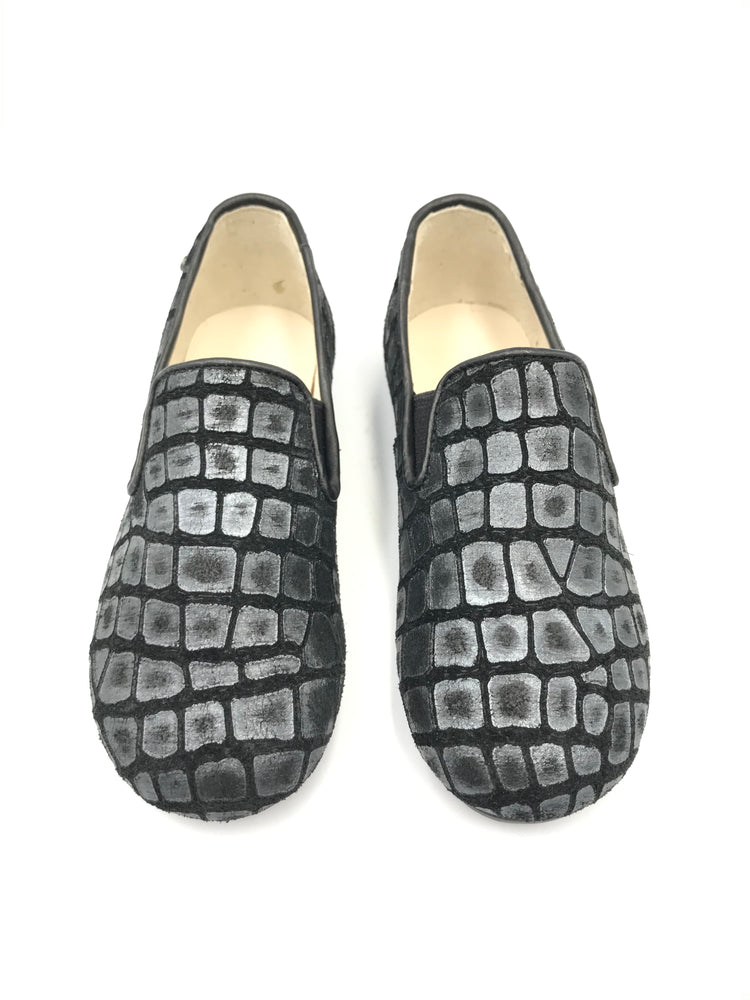 Manuela De Juan Black Crocodile Loafer S2488