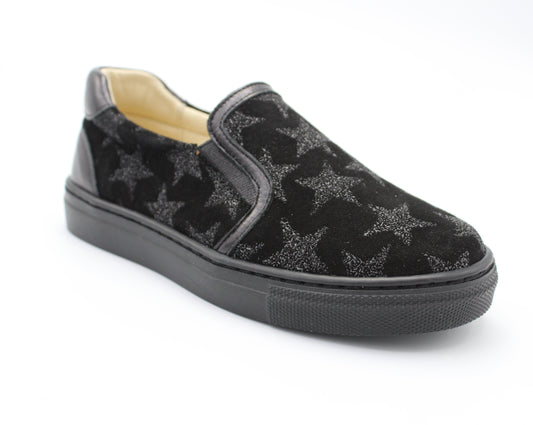 Andanines Black Star Suede Slip On Sneaker 192967