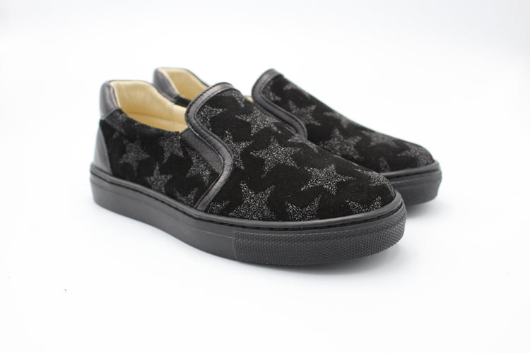 Andanines Black Star Suede Slip On Sneaker 192967