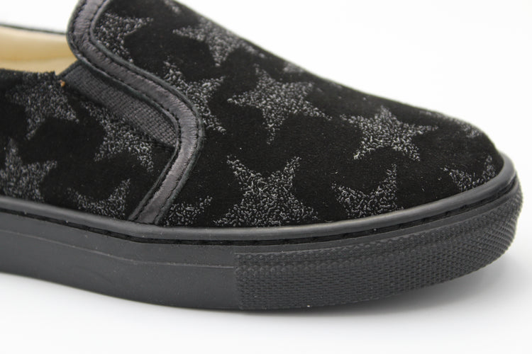 Andanines Black Star Suede Slip On Sneaker 192967