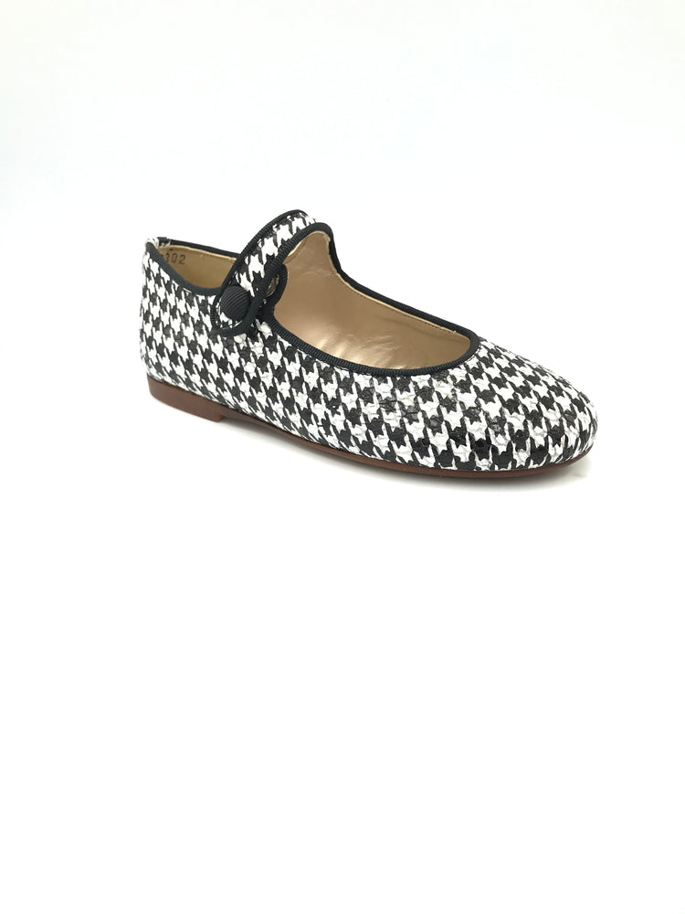 Papanatas Houndstooth Black White Mary Jane 6315AA