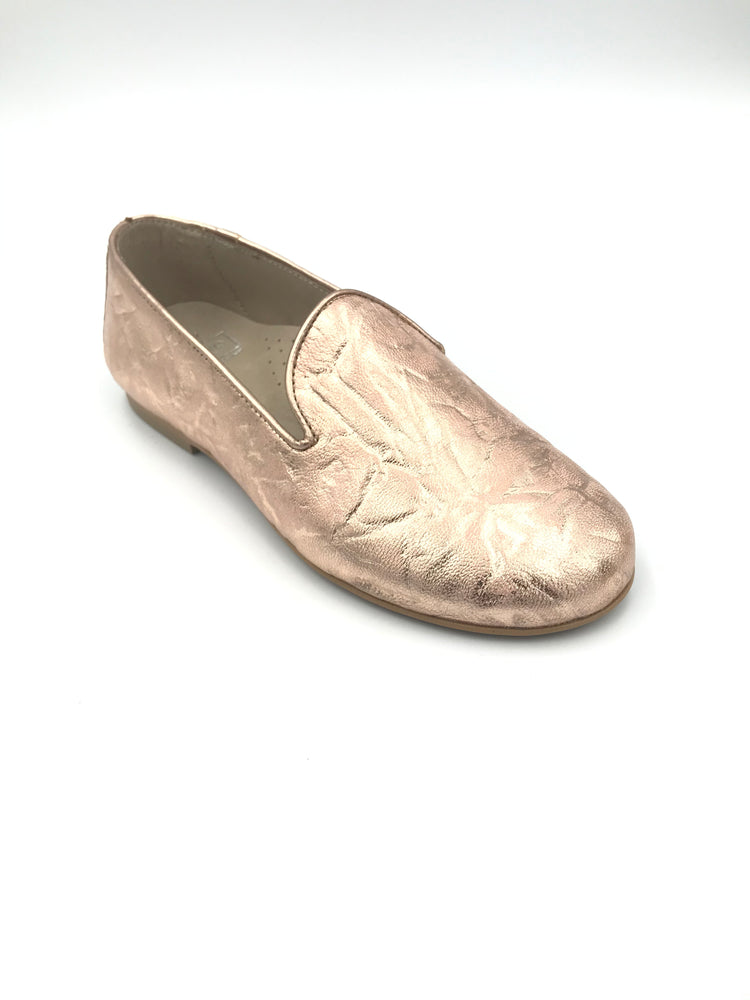 Hoo Rose Gold Crinkle Slip On Loafer 2300