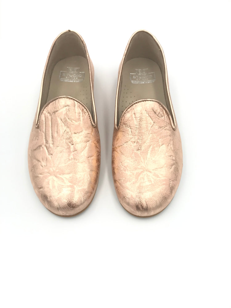 Hoo Rose Gold Crinkle Slip On Loafer 2300