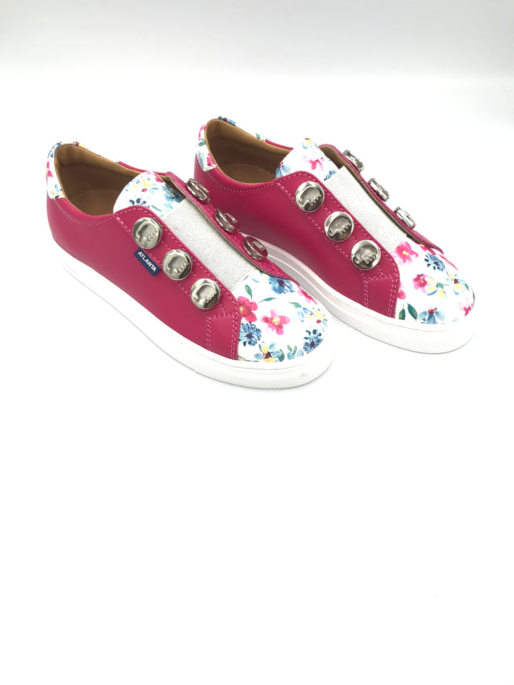 Atlanta Mocassin Pink Floral Slip On Sneaker