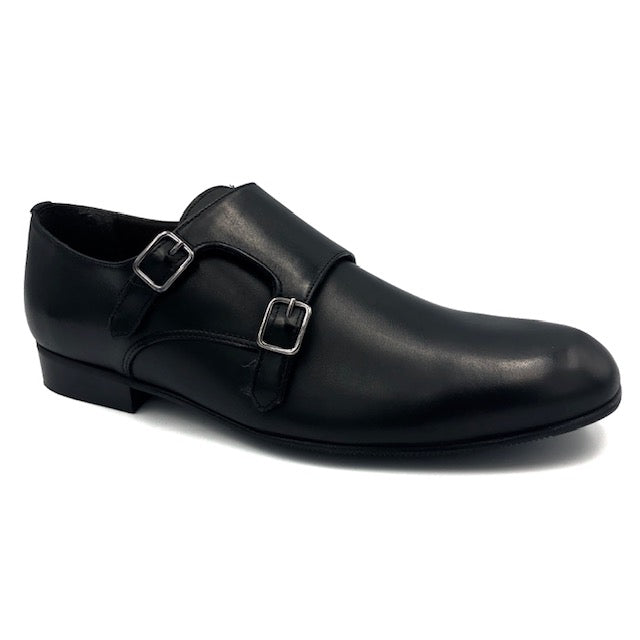 Atlanta Mocassin Black Double Monk Strap Dress Shoe 16226