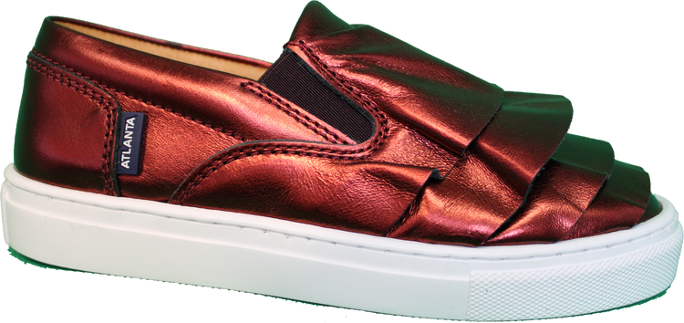 Atlanta Mocassin Metallic Rust Ruffle Slip On Sneaker