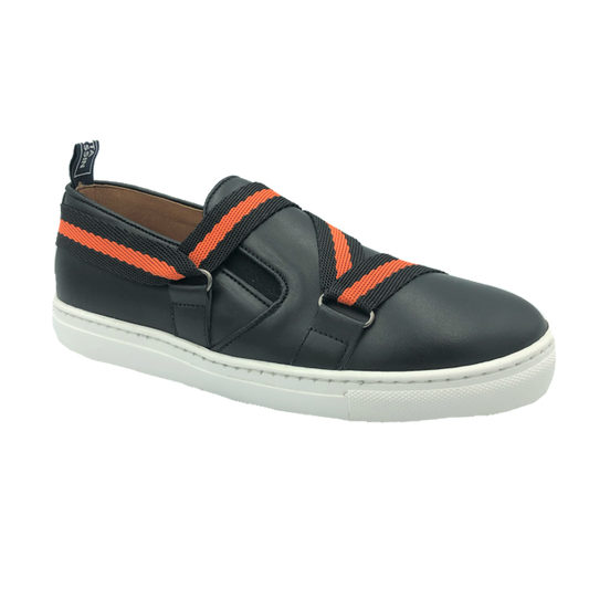 Atlanta Mocassin Black Orange Strapworks Slip On Sneaker N198