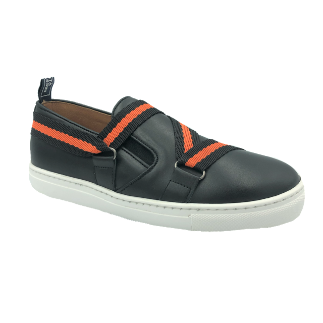 Atlanta Mocassin Black Orange Strapworks Slip On Sneaker N198