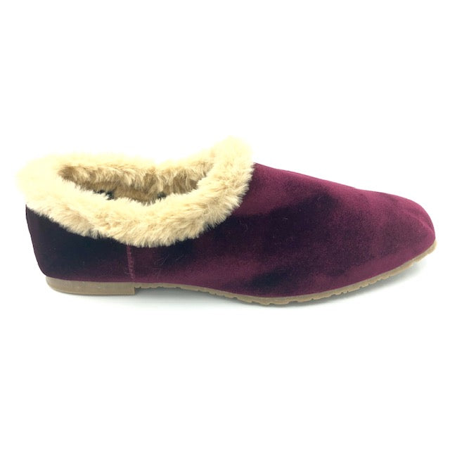 LMDI Burgundy Velvet Fur Slipper 1978