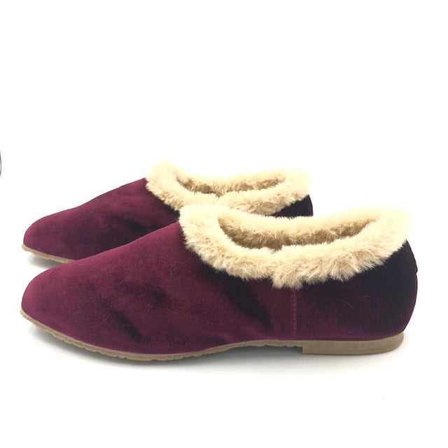 LMDI Burgundy Velvet Fur Slipper 1978