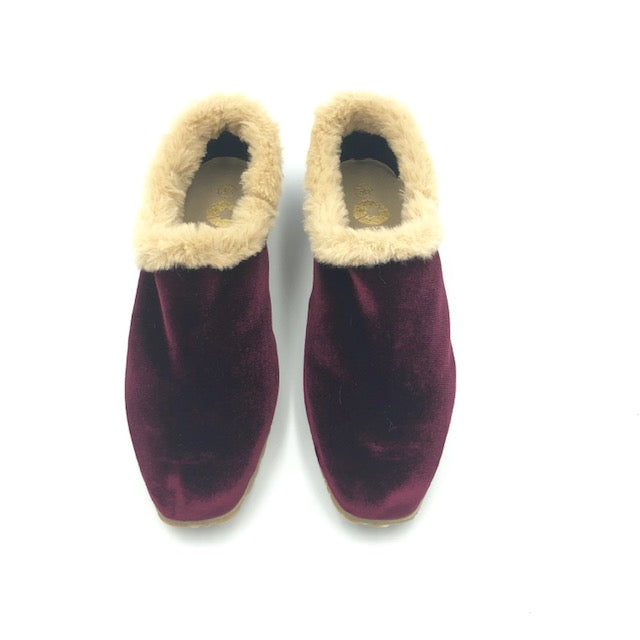 LMDI Burgundy Velvet Fur Slipper 1978