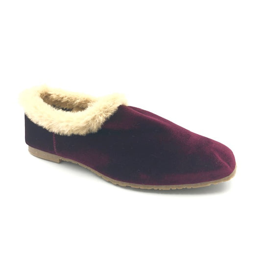 LMDI Burgundy Velvet Fur Slipper 1978