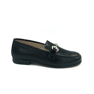 Hoo Black Leather Chain Loafer 3076