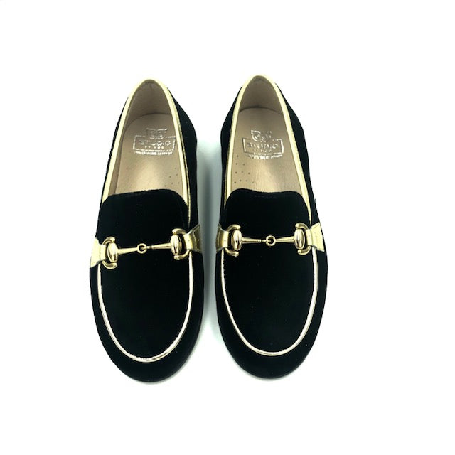 Hoo Black Gold Velvet Chain Loafer 3076 *Size 22