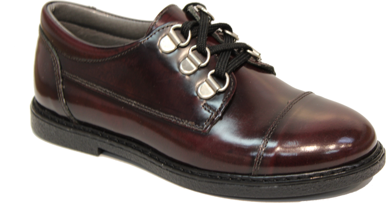 Blublonc Black Brushed Burgundy Patent Oxford 20937