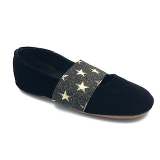 Pepe' Black Velvet Star Elastic Slipper 288