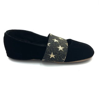 Pepe' Black Velvet Star Elastic Slipper 288