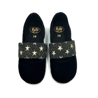 Pepe' Black Velvet Star Elastic Slipper 288