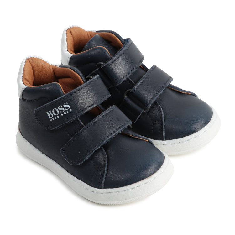 Hugo Boss Navy Blue High Top Velcro Trainers 9136 / 9220