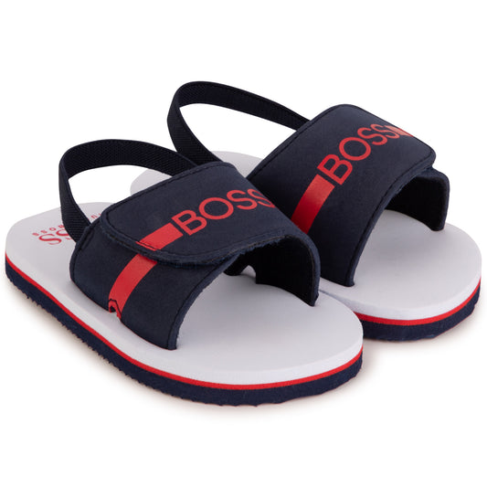 Hugo Boss Navy Red Logo Velcro Slipper J09167