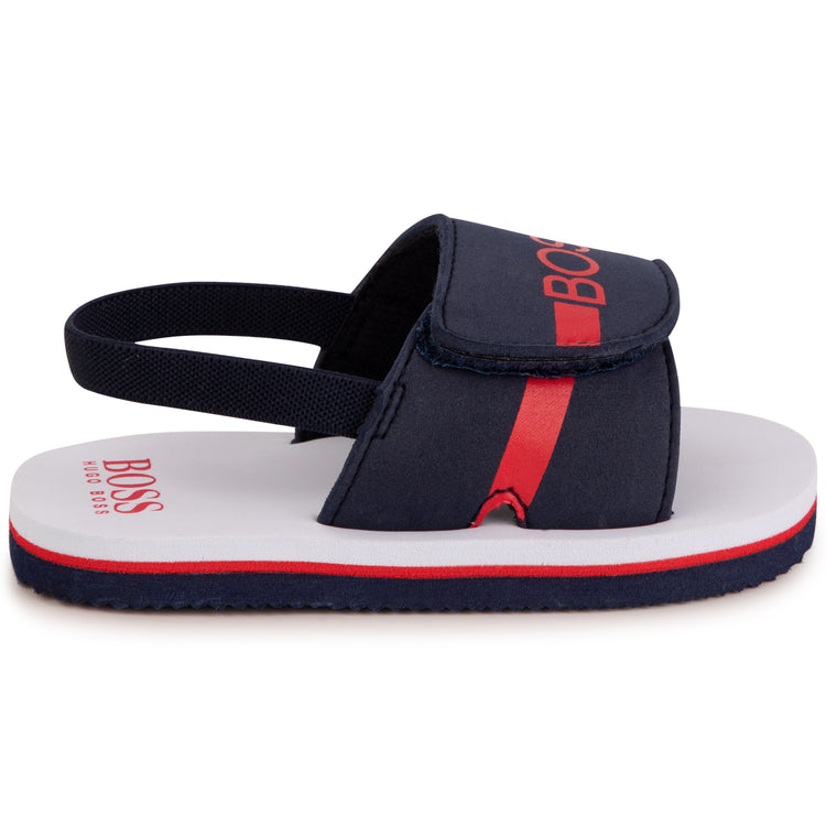 Hugo Boss Navy Red Logo Velcro Slipper J09167