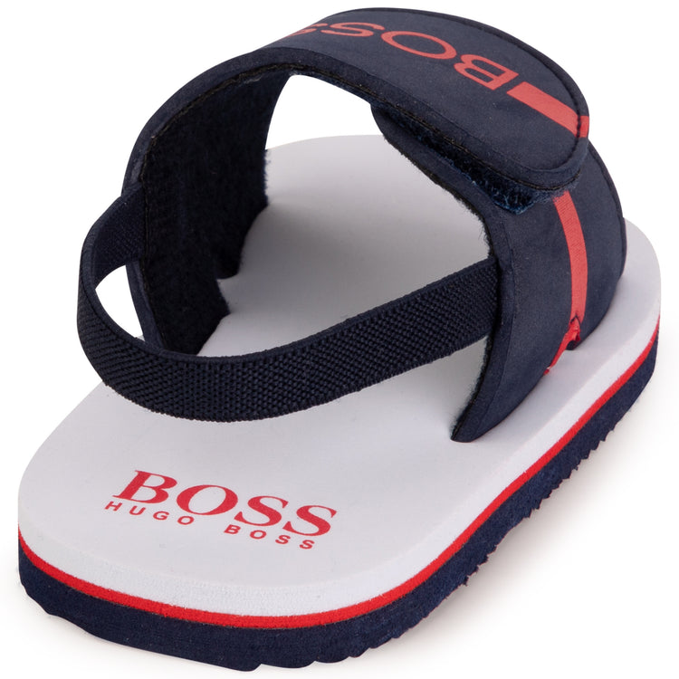 Hugo Boss Navy Red Logo Velcro Slipper J09167