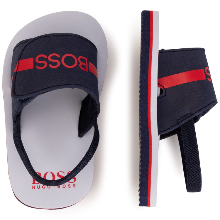 Hugo Boss Navy Red Logo Velcro Slipper J09167