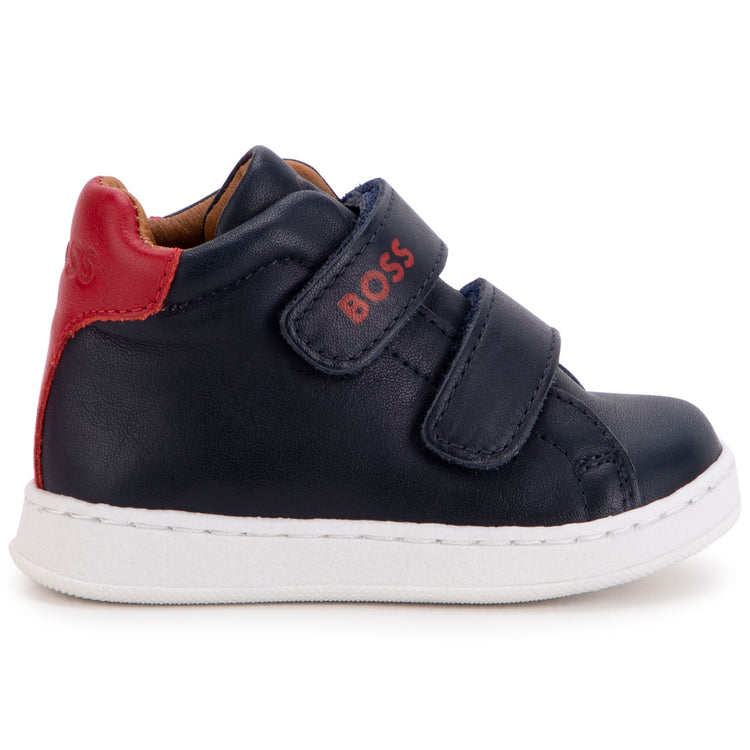 Hugo Boss Navy Red Velcro High Top Sneaker