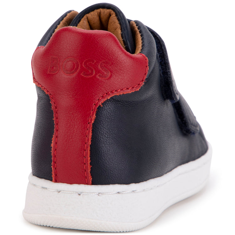 Hugo Boss Navy Red Velcro High Top Sneaker