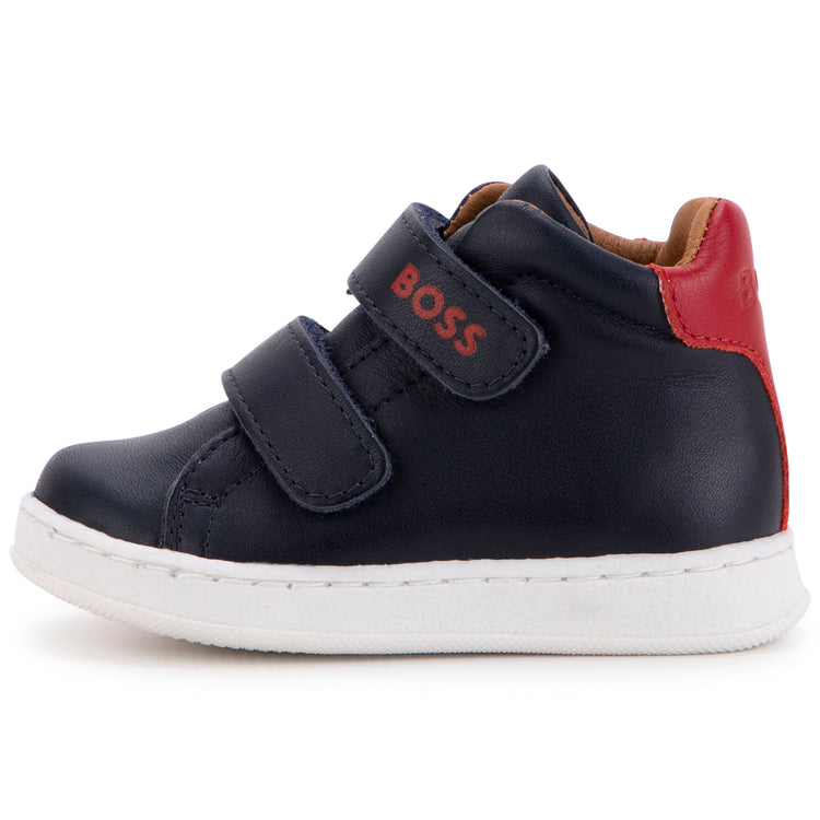 Hugo Boss Navy Red Velcro High Top Sneaker