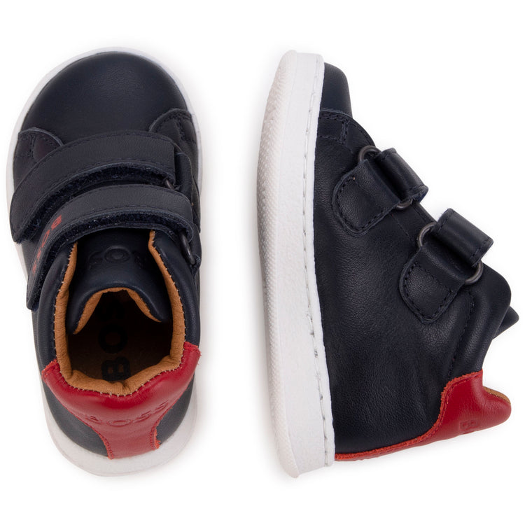 Hugo Boss Navy Red Velcro High Top Sneaker