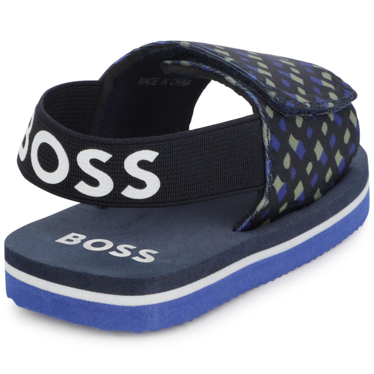 HUGO BOSS Navy and Green Multicolor Slingback J09188