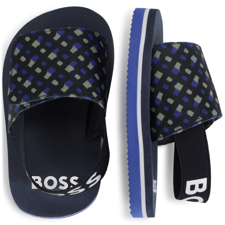 HUGO BOSS Navy and Green Multicolor Slingback J09188