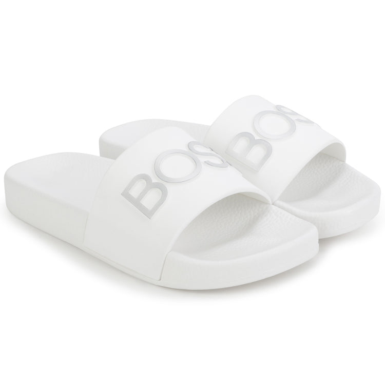 Hugo Boss White Silver Logo Slide J19079